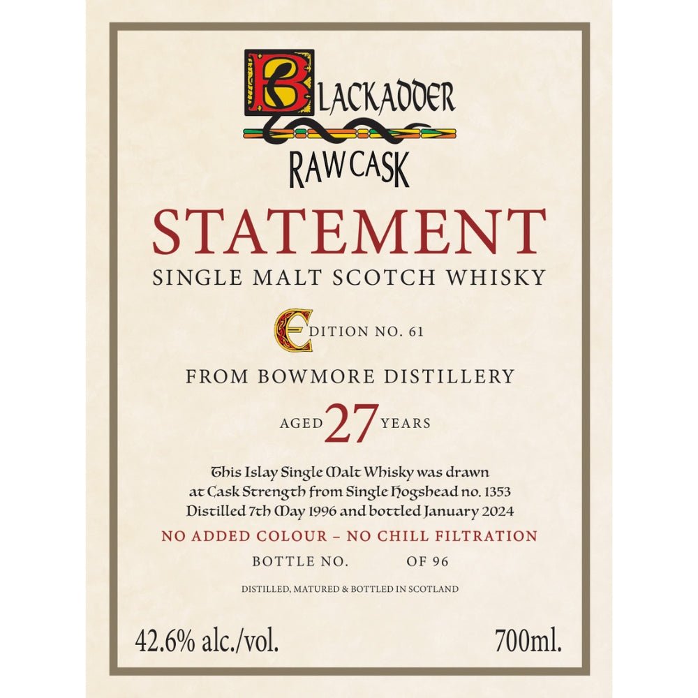 Blackadder Raw Cask Statement Bowmore 27 Year Old