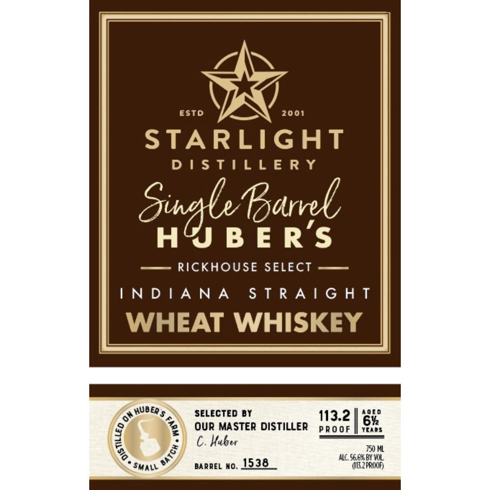 Starlight Huber’s Indiana Straight Wheat Whiskey