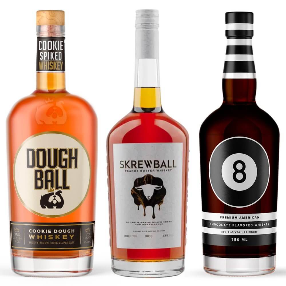 “The Balls” Bundle – Skrewball Peanut Butter, 8 Ball Chocolate & Dough Ball Cookie Dough Whiskey